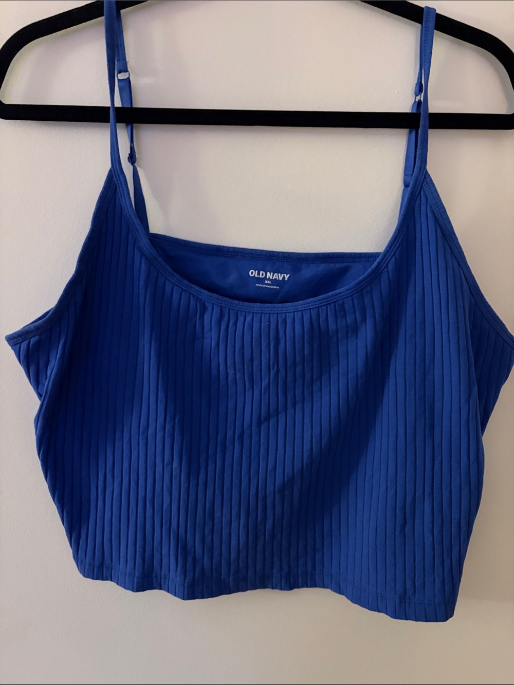 Old Navy Blue Ribbed Cropped Cami with Adjustable Straps